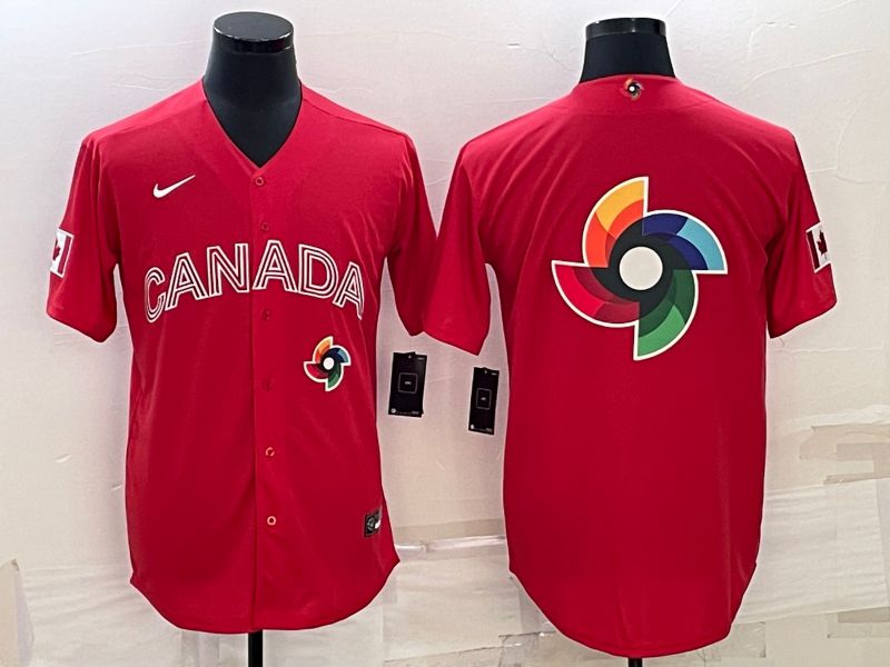 Men 2023 World Cub Canada Blank Red Nike MLB Jersey5->more jerseys->MLB Jersey